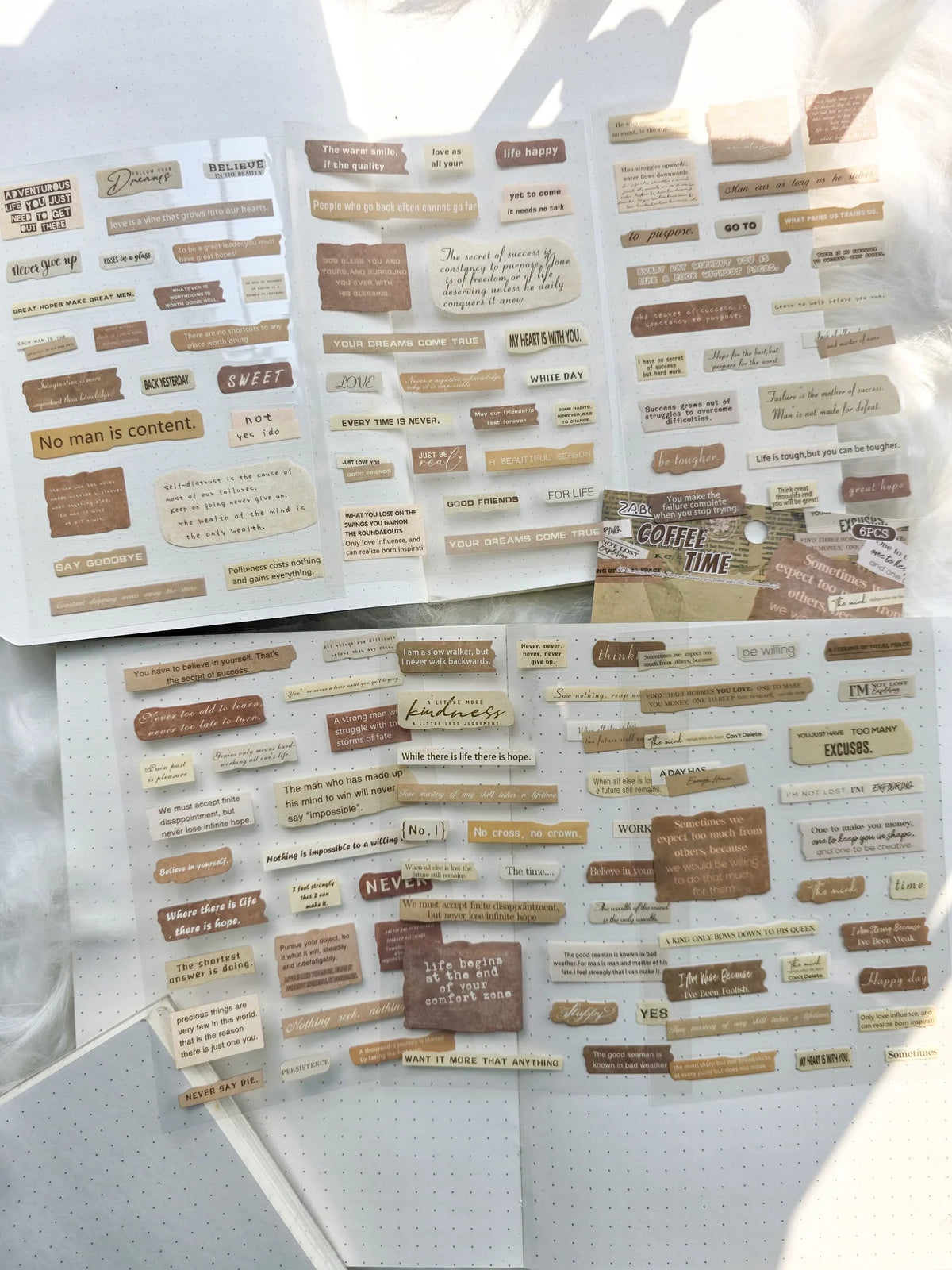 Coffee Time Sentence Letters Quotes | 6 Sheets 150*100mm