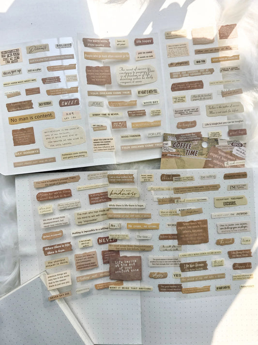 Coffee Time Sentence Letters Quotes | 6 Sheets 150*100mm