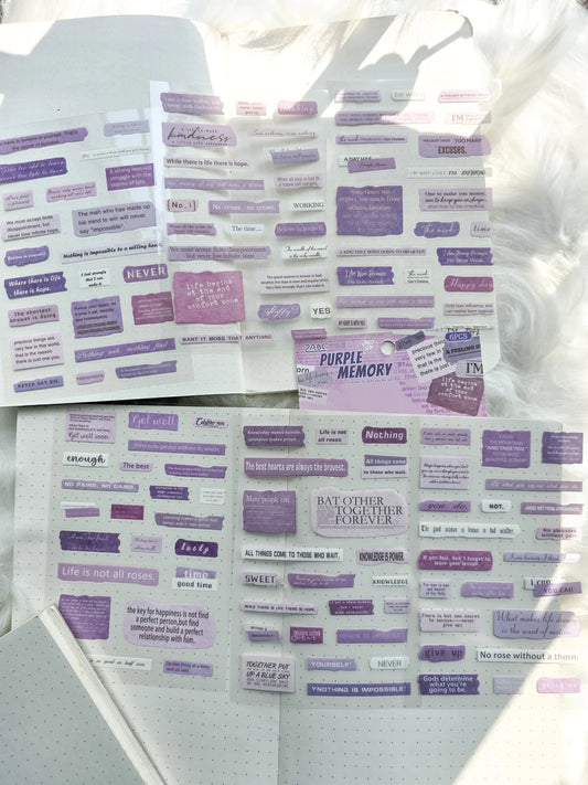Purple Memory Sentence Letters Quotes | 6 Sheets 150*100mm